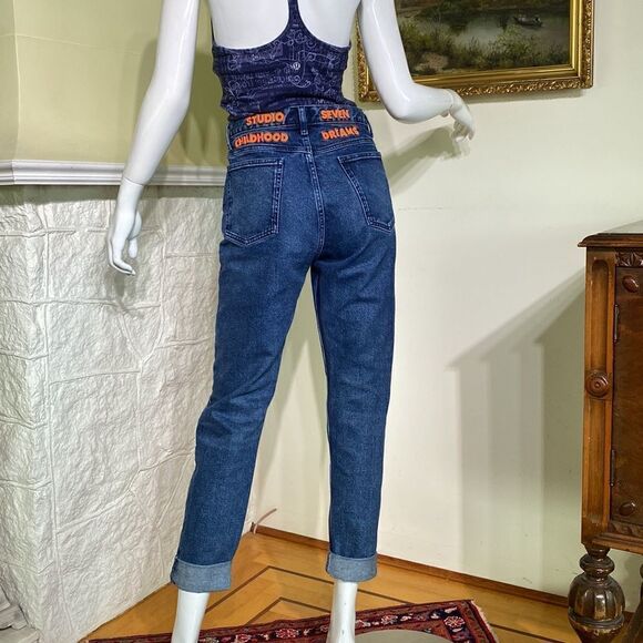 Rare Japanese Studio Seven X GU Childhood Dreams High Rise Tapered Leg Mom Jeans - Picture 3 of 14